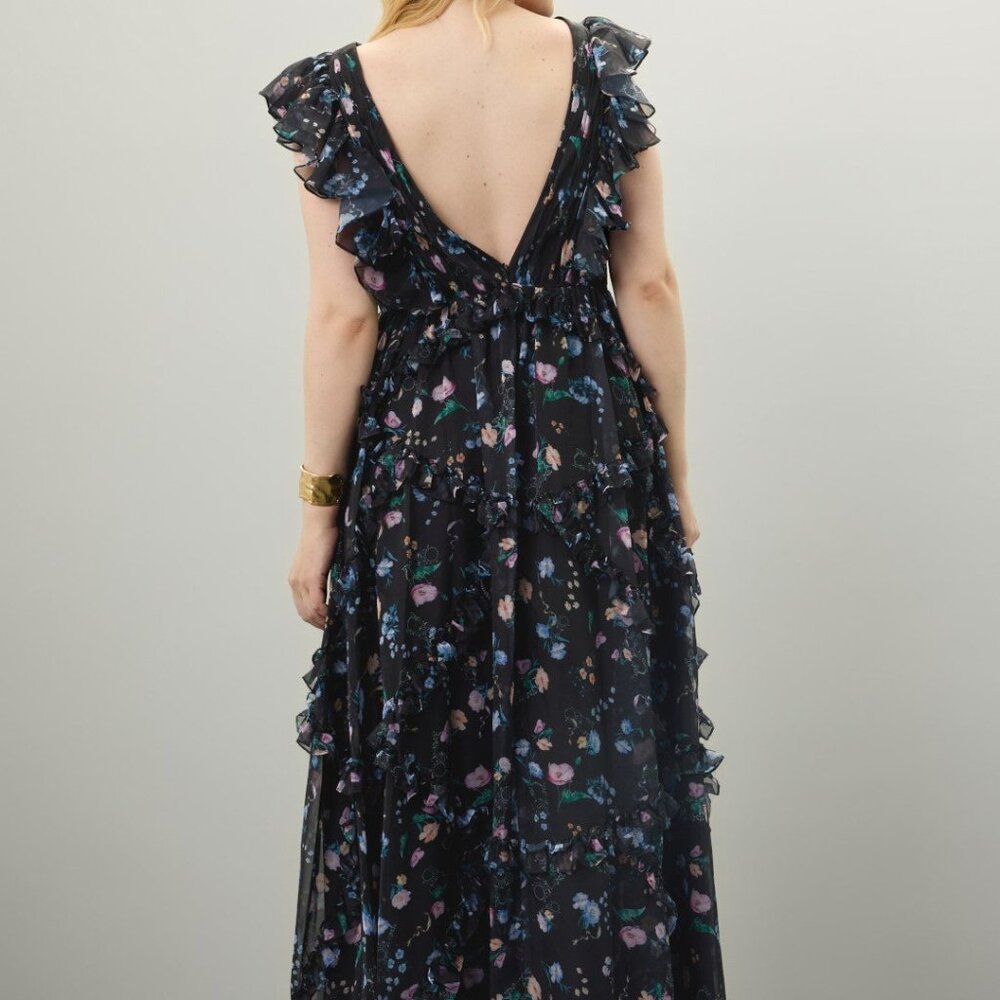 Ieena for Mac Duggal Ruffled Floral Gown, Size 14 - Picture 5 of 16